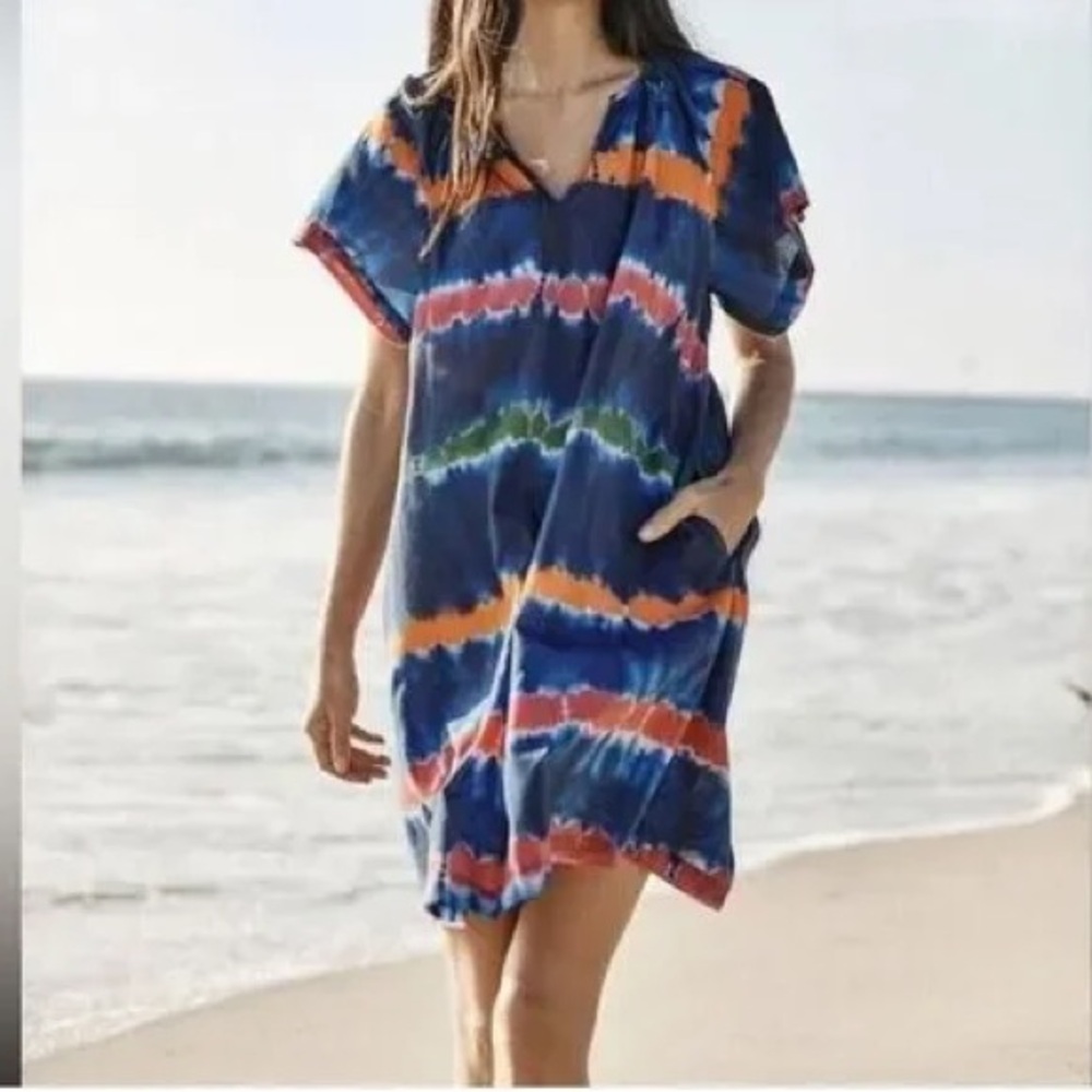 Velvet by Graham & Spencer Lynda Tie Dye Oversized 100% Cotton Dress Cover Up XS